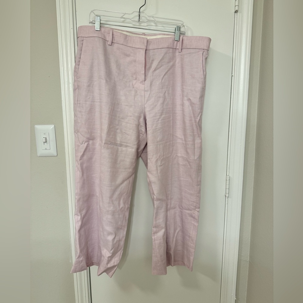 EUC J.Crew cropped linen pants; beautiful lilac color; size 18; lined w/ pockets